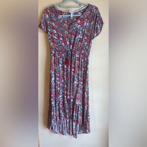 Knox Rose Floral Midi Dress in Red, Pink, Blue